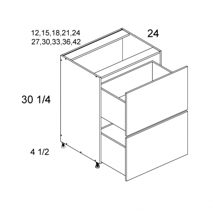 US CABINETS-ALPINE-PALERMO-WHITE -TWO -DRAWER -BASES