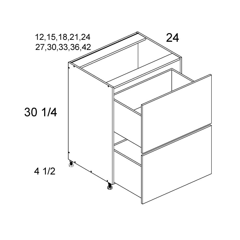 US CABINETS-ALPINE -TORINO-WHITE PINE-WHITE -TWO -DRAWER -BASES