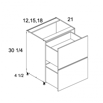 US CABINETS-ALPINE -TORINO-DARK WOOD-WHITE -TWO -DRAWER -VANITY -BASES