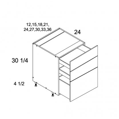 US CABINETS-ALPINE -TORINO-WHITE PINE-WHITE -THREE -DRAWER -BASES