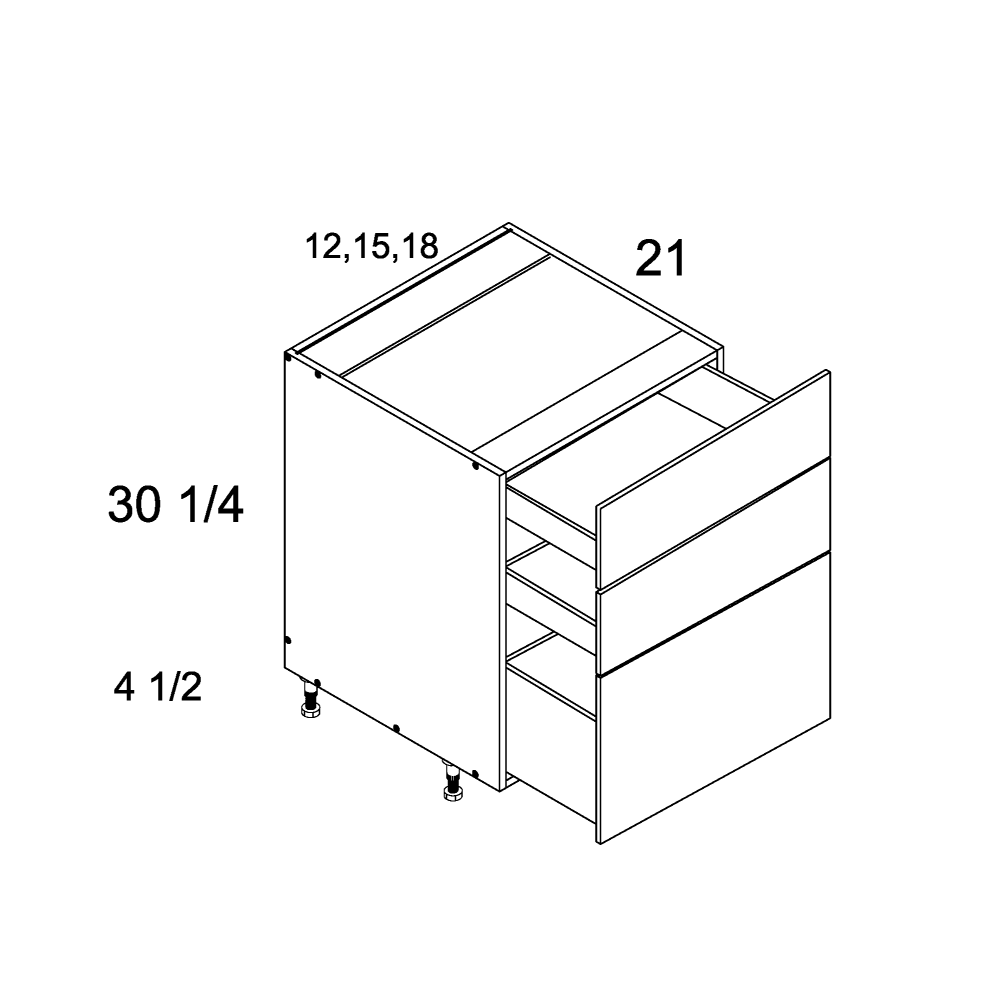 US CABINETS-ALPINE -TORINO-WHITE PINE-WHITE -THREE -DRAWER -VANITY -BASES