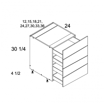 US CABINETS-ALPINE-PALERMO-WHITE -FOUR -DRAWER -BASES