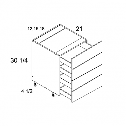 US CABINETS-ALPINE -TORINO-GREY WOOD-WHITE -FOUR -DRAWER -VANITY -BASES