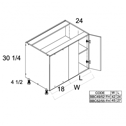 US CABINETS-ALPINE -TORINO-WHITE PINE-FULL -HEIGHT -TWO -DOOR -BLIND -BASE