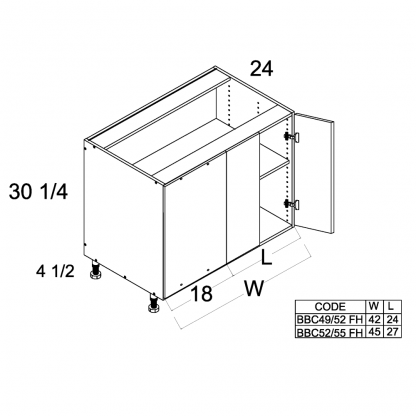 US CABINETS-ALPINE -TORINO-GREY WOOD-FULL -HEIGHT -TWO -DOOR -BLIND -BASE