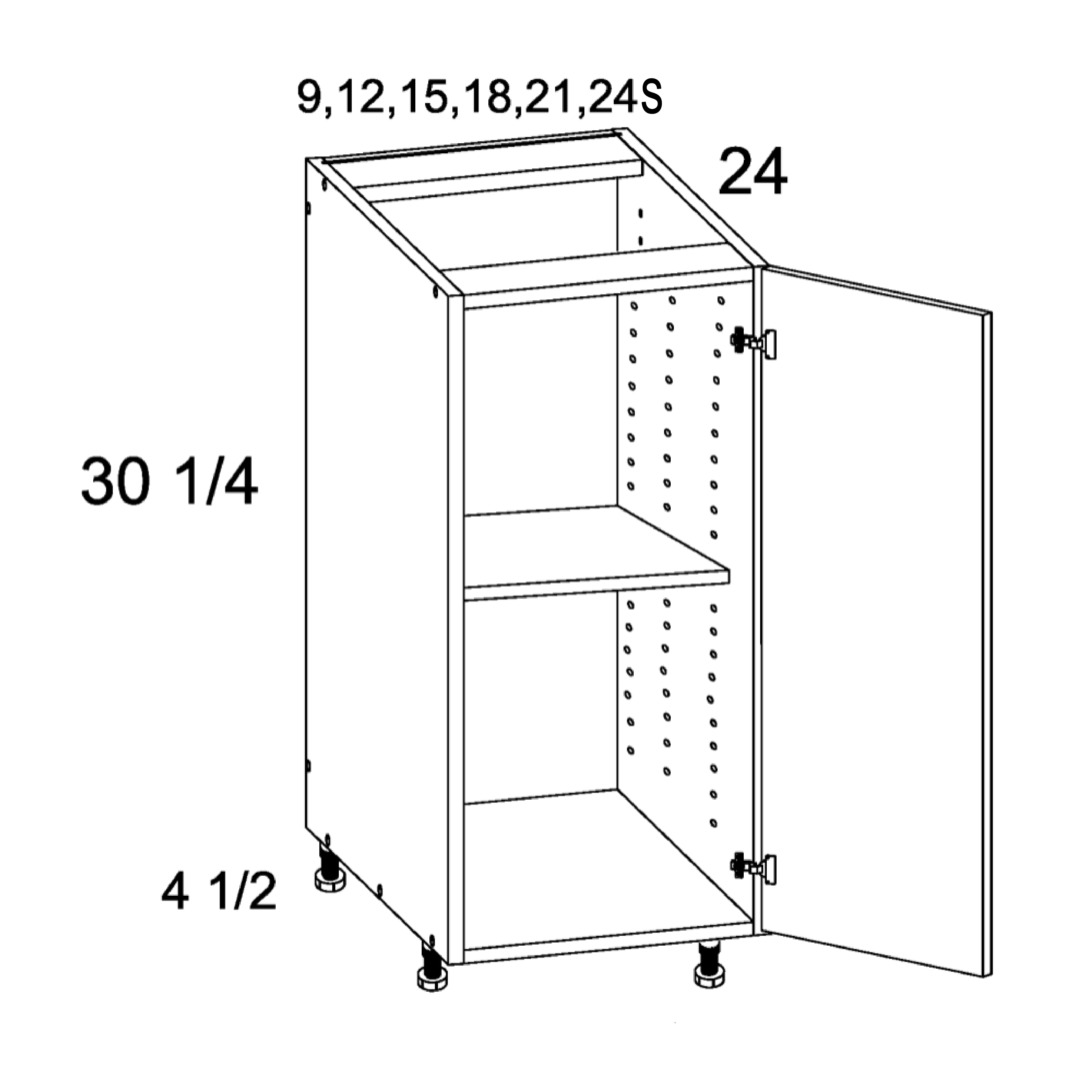 US CABINETS-ALPINE -TORINO-WHITE PINE-FULL -HEIGHT -SINGLE -DOOR -BASES