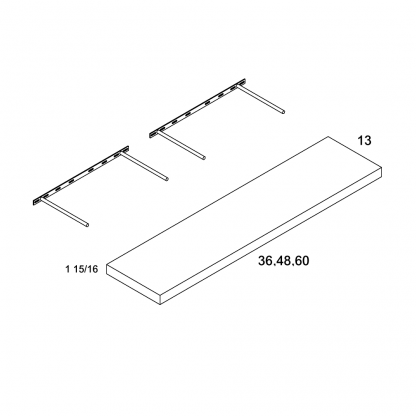 US CABINETS-ALPINE-PALERMO-FLOATING -SHELF -