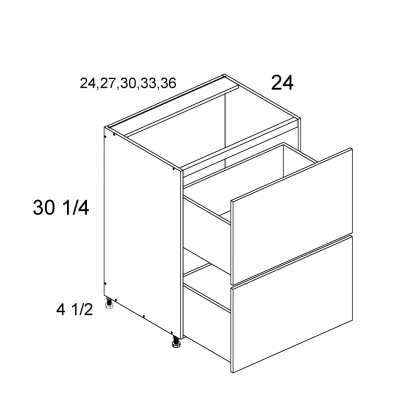 US CABINETS-ALPINE -TORINO-DARK WOOD-WHITE -TWO -DRAWER -RANGE -BASES