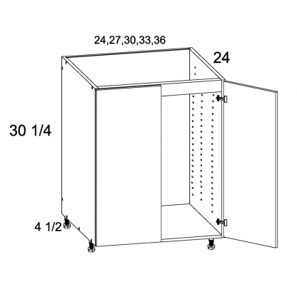 US CABINETS-ALPINE -TORINO-DARK WOOD-FULL -HEIGHT -TWO -DOOR -SINK -BASE