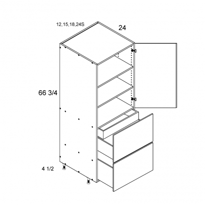 US CABINETS-ALPINE -TORINO-WHITE PINE-WHITE -TALL -ONE -DOOR -TWO -DRAWER -WITH -ONE -INNER -DRAWER -UTILITIES