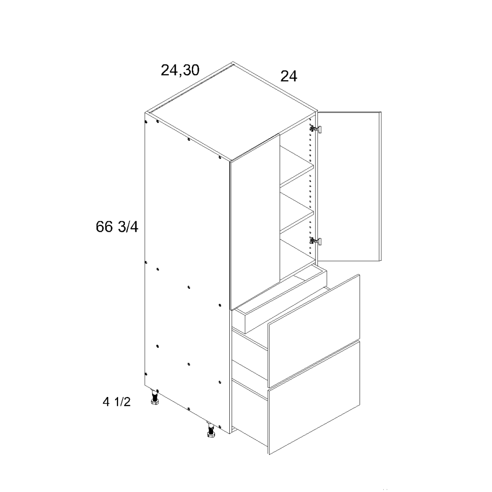 US CABINETS-ALPINE -TORINO-WHITE PINE-WHITE -TALL -TWO -DOOR -TWO -DRAWER -WITH -ONE -INNER -DRAWER -UTILITIES