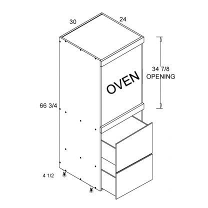 US CABINETS-ALPINE -TORINO-WHITE PINE-WHITE -TALL -SINGLE -OVEN -TWO -DRAWER -CABINET