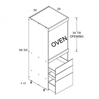 US CABINETS-ALPINE-PALERMO-WHITE -TALL -SINGLE -OVEN -THREE -DRAWER -CABINET