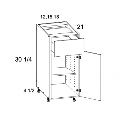 US CABINETS-ALPINE -TORINO-DARK WOOD-WHITE -ONE -DOOR -ONE -DRAWER -VANITY -BASES