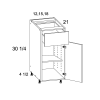 US CABINETS-ALPINE -TORINO-GREY WOOD-WHITE -ONE -DOOR -ONE -DRAWER -VANITY -BASES