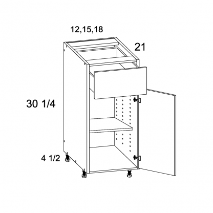 US CABINETS-ALPINE-PALERMO-WHITE -ONE -DOOR -ONE -DRAWER -VANITY -BASES