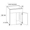US CABINETS-ALPINE -TORINO-GREY WOOD-VANITY -SINK -BASE -FALSE -FRONT -TWO -DOOR