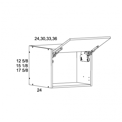 US CABINETS-ALPINE-PALERMO-15 1/8" -H -BY -24"D -FLIP -UP -WALL -CABINETS