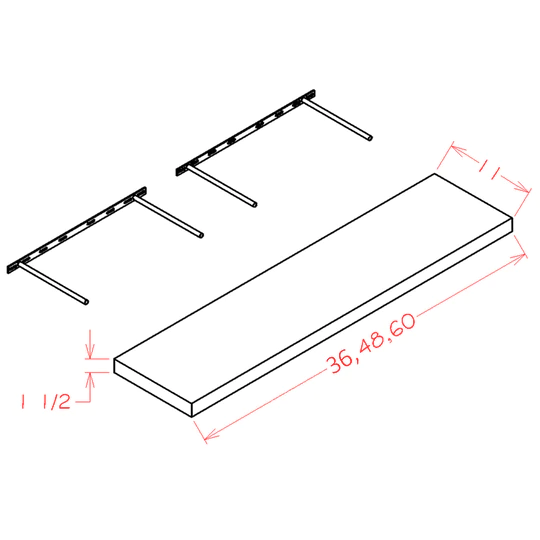 US Cabinets-Highland-Shaker-White-FLOATING-SHELF