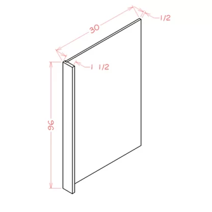 US Cabinets-Highland-Shaker-Dove-30"W-REFRIGERATOR-END-PANEL