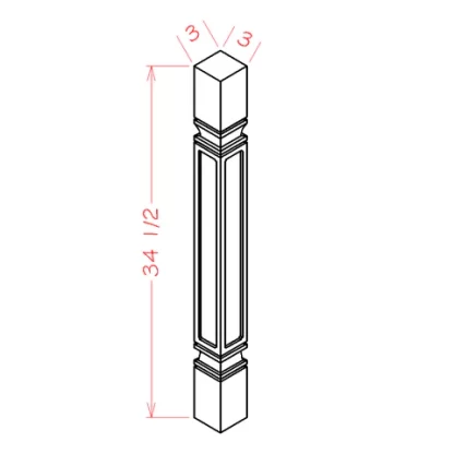 US Cabinets-Highland-Shaker-White-SQUARE-DECORATIVE-LEG