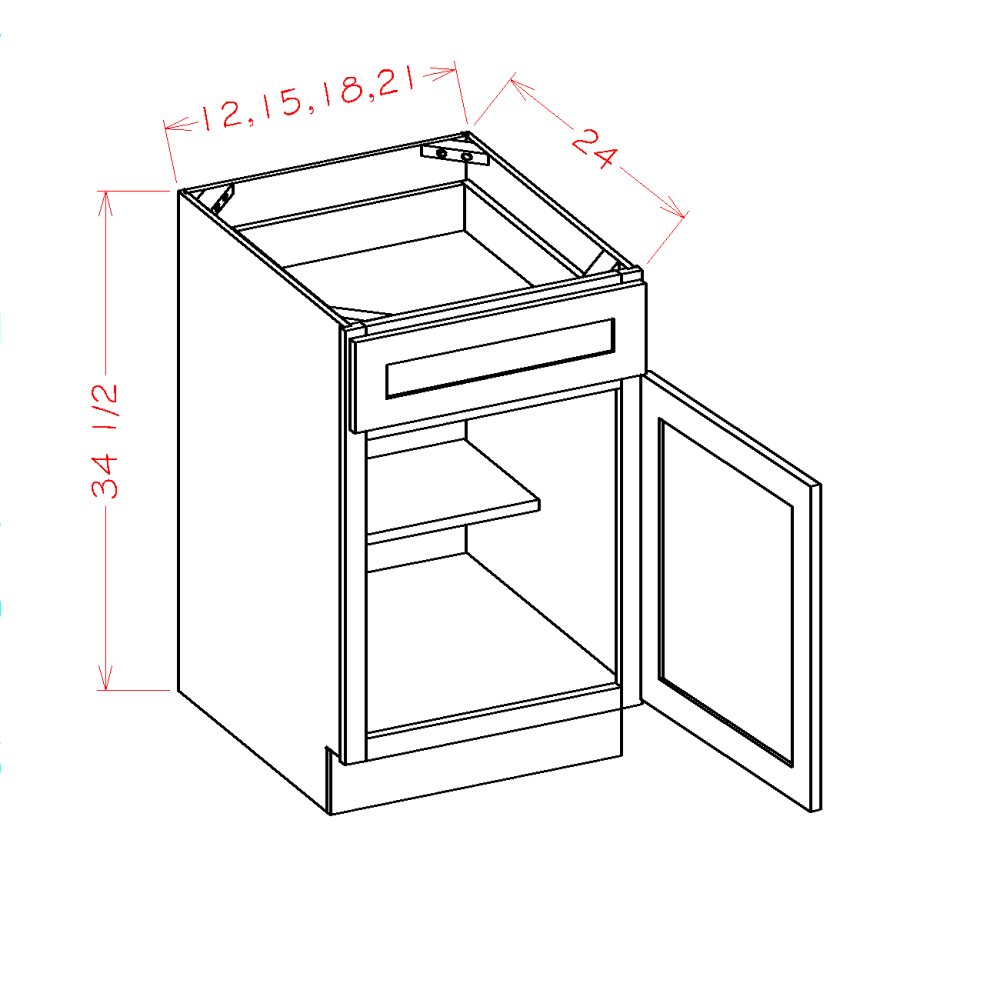 US Cabinets-Highland-Casselberry-Antique White-SINGLE-DOOR-SINGLE-DRAWER-BASES