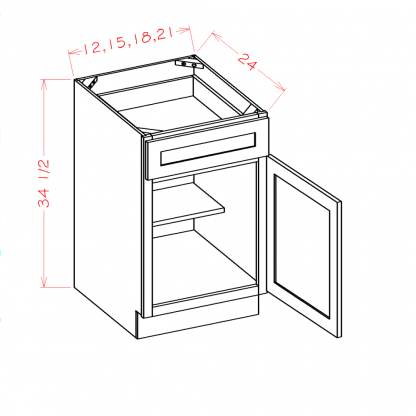 US Cabinets-Highland-Casselberry-Saddle-SINGLE-DOOR-SINGLE-DRAWER-BASES