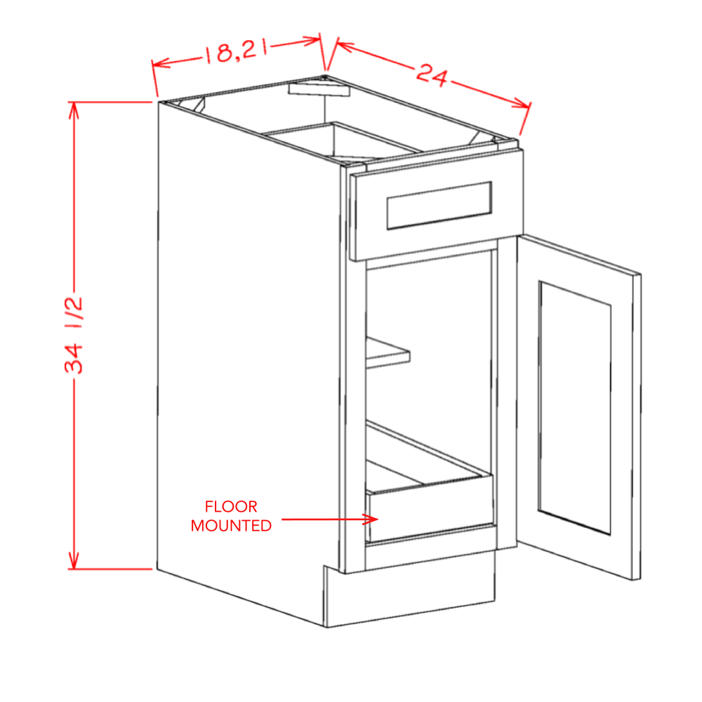 US Cabinets-Highland-Casselberry-Antique White-SINGLE-DOOR-SINGLE-DRAWER-ONE-ROLLOUT-SHELF-BASE-KITS