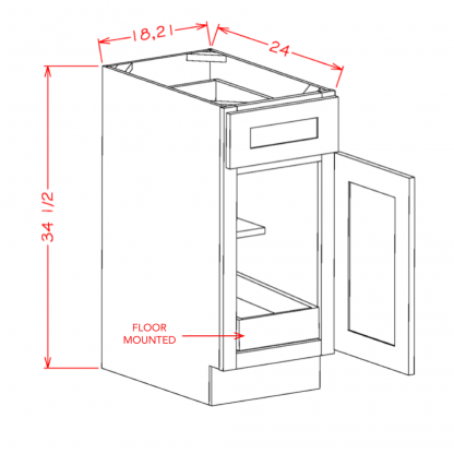 US Cabinets-Highland-Shaker-Cinder-SINGLE-DOOR-SINGLE-DRAWER-ONE-ROLLOUT-SHELF-BASE-KITS