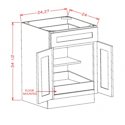 US Cabinets-Highland-Shaker-Antique White-DOUBLE-DOOR-SINGLE-DRAWER-ONE-ROLLOUT-SHELF-BASE-KITS