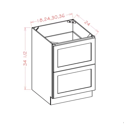 US Cabinets-Highland-Shaker-White-TWO-DRAWER-BASES