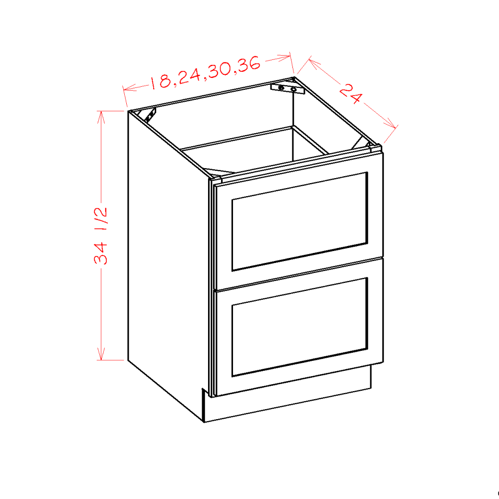 US Cabinets-Highland-Shaker-Cinder-TWO-DRAWER-BASES