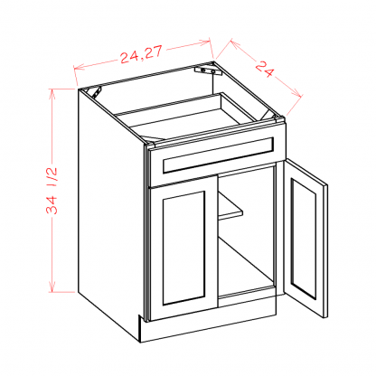 US Cabinets-Highland-Shaker-Cinder-DOUBLE-DOOR-SINGLE-DRAWER-BASES