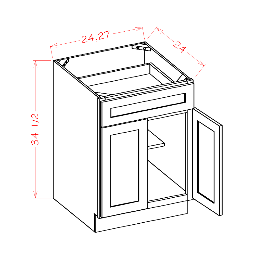 US Cabinets-Highland-Shaker-Antique White-DOUBLE-DOOR-SINGLE-DRAWER-BASES