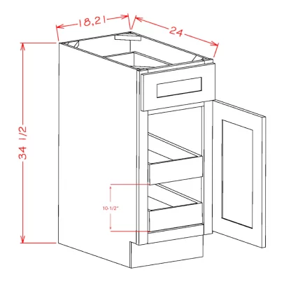 US Cabinets-Highland-Shaker-Dove-SINGLE-DOOR-SINGLE-DRAWER-TWO-ROLLOUT-SHELF-BASE-KITS