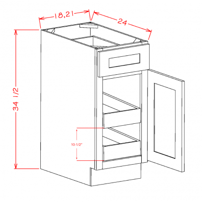 US Cabinets-Highland-Shaker-Cinder-SINGLE-DOOR-SINGLE-DRAWER-TWO-ROLLOUT-SHELF-BASE-KITS