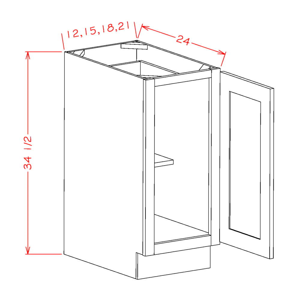 US Cabinets-Highland-Shaker-White-SINGLE-FULL-HEIGHT-DOOR-BASES