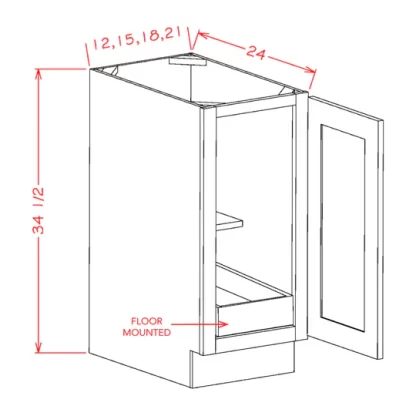 US Cabinets-Highland-Shaker-Dove-SINGLE-FULL-HEIGHT-DOOR-ONE-ROLLOUT-SHELF-BASE-KITS