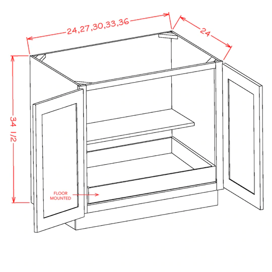 US Cabinets-Highland-Shaker-White-DOUBLE-FULL-HEIGHT-DOOR-ONE-ROLLOUT-SHELF-BASE-KITS