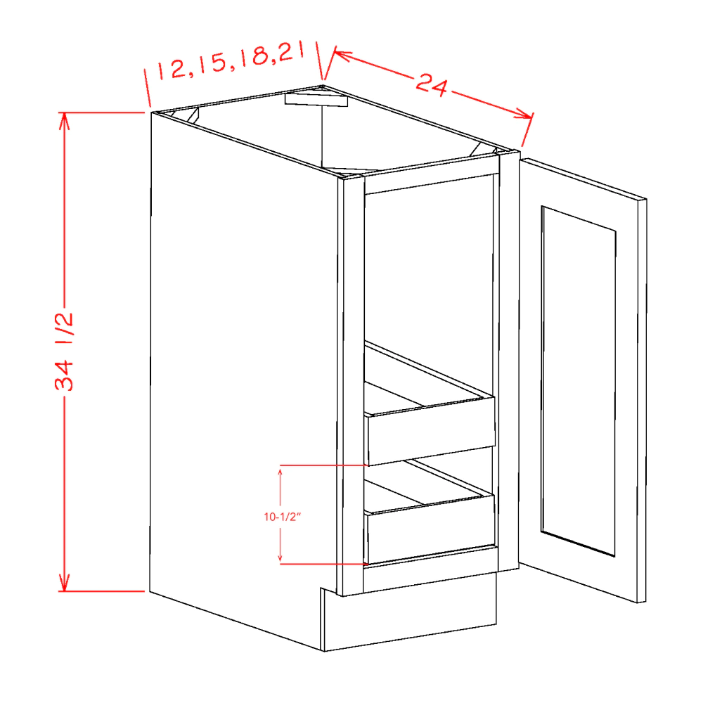 US Cabinets-Highland-Shaker-Dove-SINGLE-FULL-HEIGHT-DOOR-TWO-ROLLOUT-SHELF-BASE-KITS