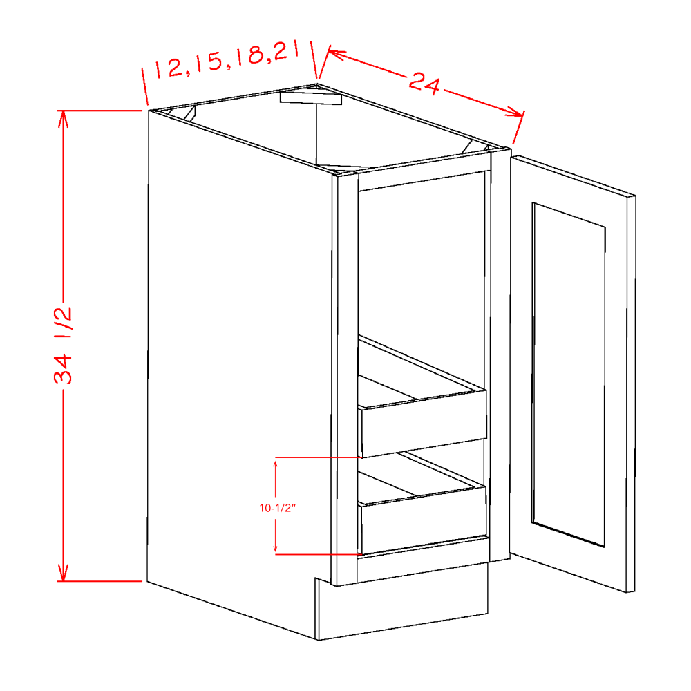 US Cabinets-Highland-Shaker-Cinder-SINGLE-FULL-HEIGHT-DOOR-TWO-ROLLOUT-SHELF-BASE-KITS