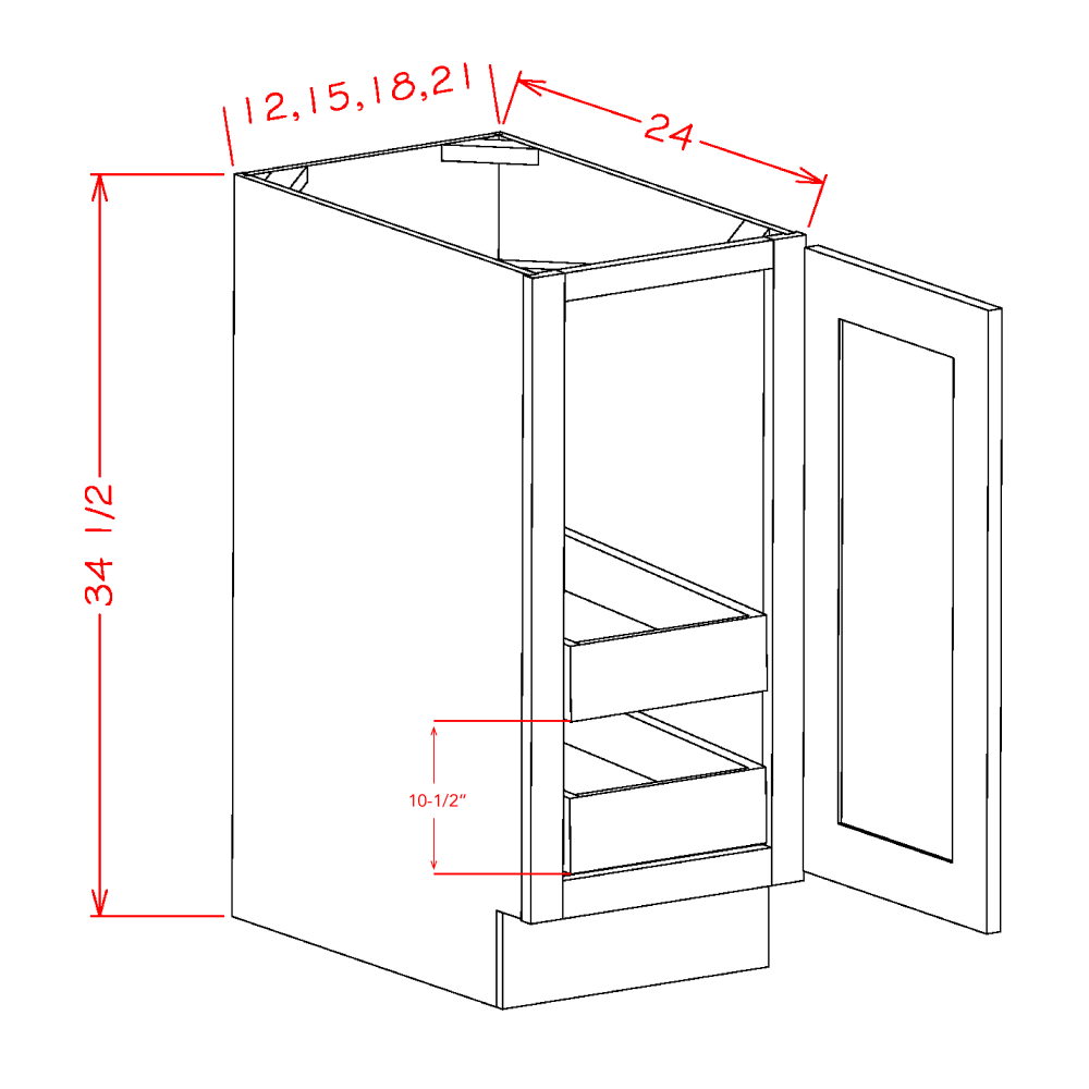 US Cabinets-Highland-Casselberry-Saddle-SINGLE-FULL-HEIGHT-DOOR-TWO-ROLLOUT-SHELF-BASE-KITS