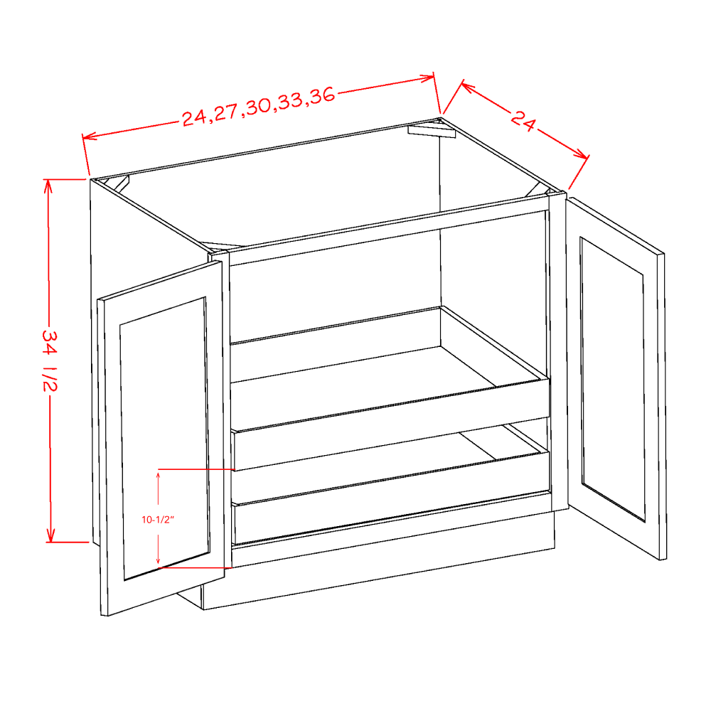 US Cabinets-Highland-Casselberry-Saddle-DOUBLE-FULL-HEIGHT-DOOR-TWO-ROLLOUT-SHELF-BASE-KITS