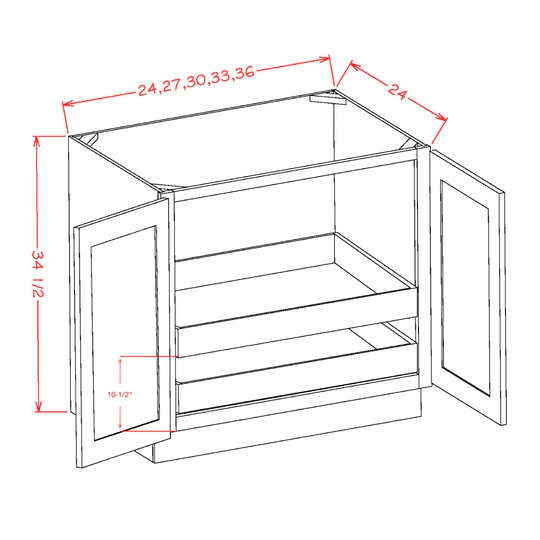 US Cabinets-Highland-Shaker-White-DOUBLE-FULL-HEIGHT-DOOR-TWO-ROLLOUT-SHELF-BASE-KITS