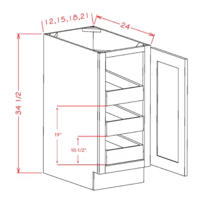 US Cabinets-Highland-Shaker-White-SINGLE-FULL-HEIGHT-DOOR-THREE-ROLLOUT-SHELF-BASE-KITS