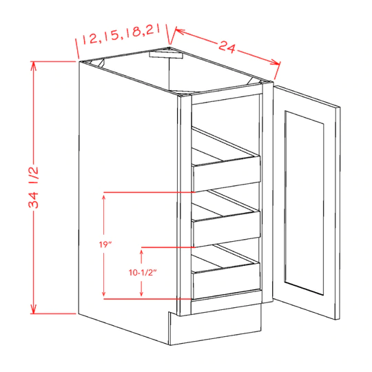 US Cabinets-Highland-Shaker-White-SINGLE-FULL-HEIGHT-DOOR-THREE-ROLLOUT-SHELF-BASE-KITS