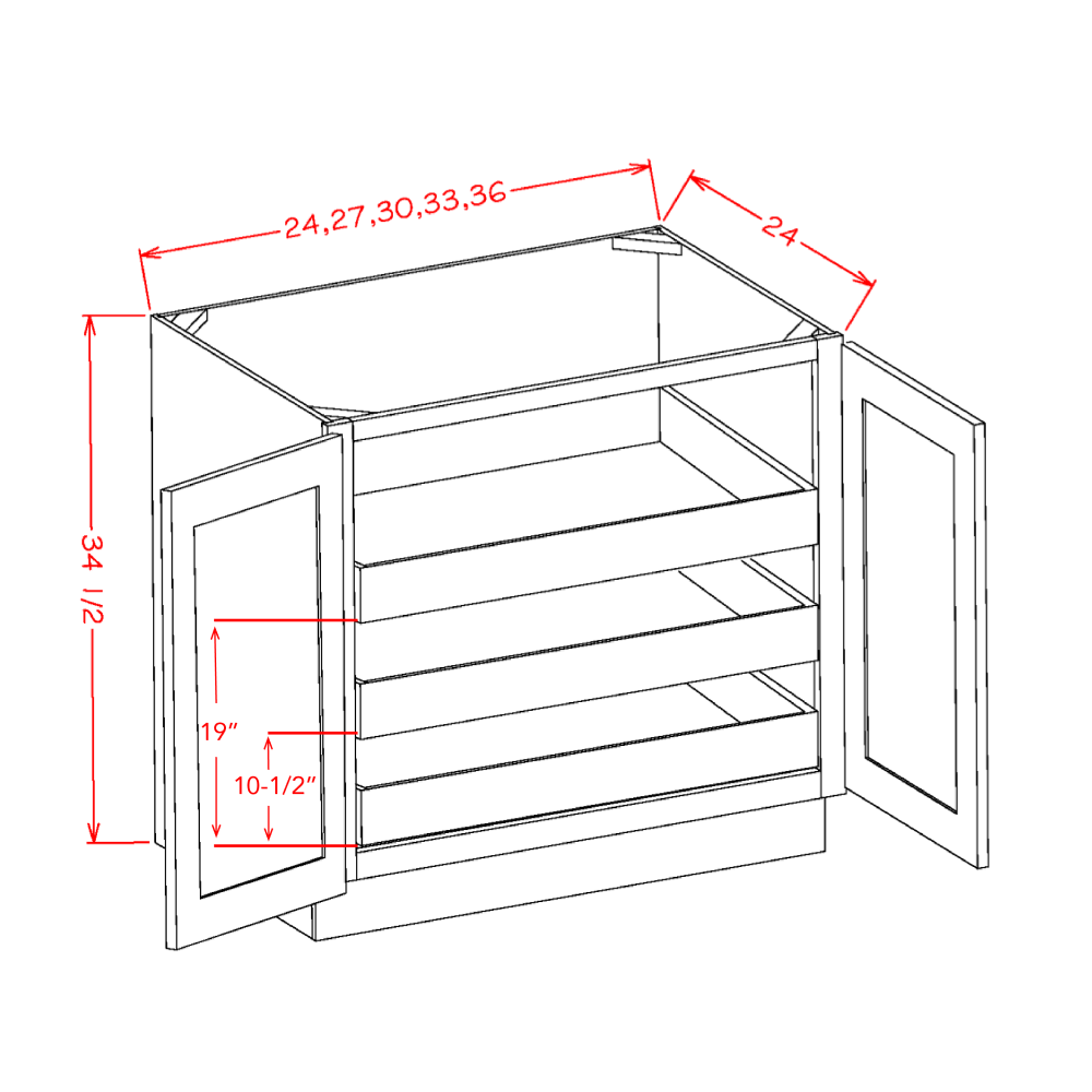 US Cabinets-Highland-Casselberry-Saddle-DOUBLE-FULL-HEIGHT-DOOR-THREE-ROLLOUT-SHELF-BASE-KITS