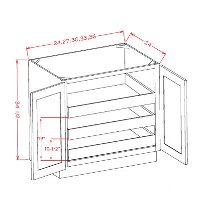 US Cabinets-Highland-Shaker-Cinder-DOUBLE-FULL-HEIGHT-DOOR-THREE-ROLLOUT-SHELF-BASE-KITS