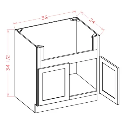 US Cabinets-Highland-Shaker-White-FARM-SINK-BASE