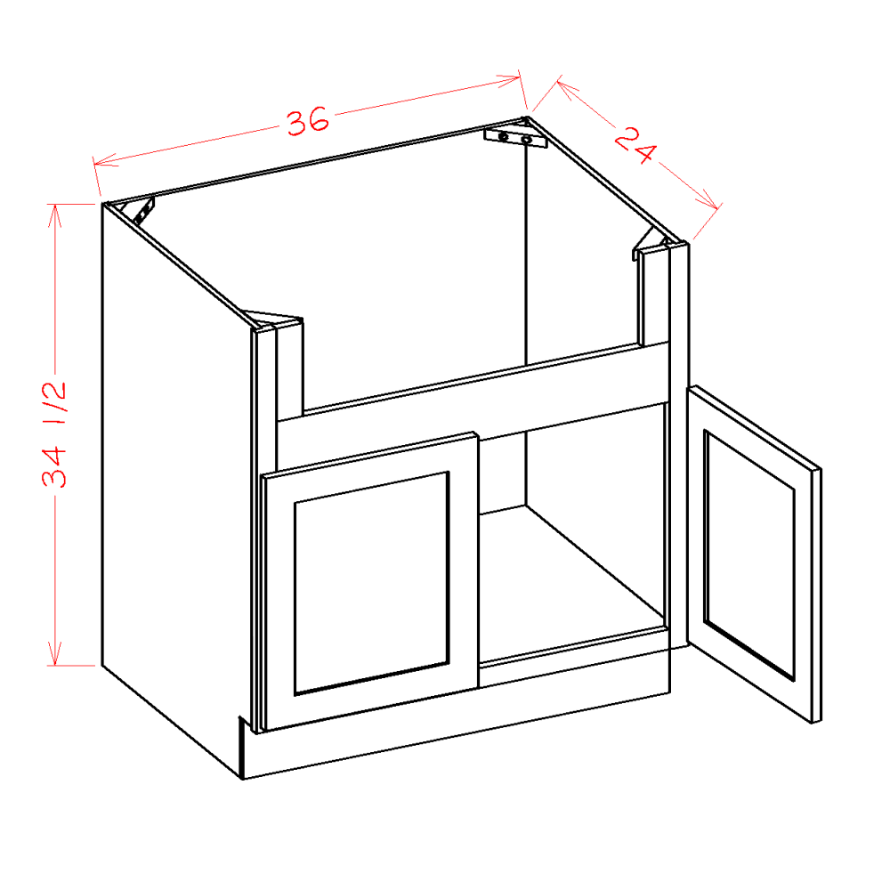 US Cabinets-Highland-Shaker-Cinder-FARM-SINK-BASE